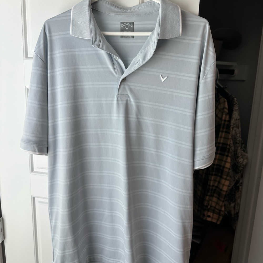Callaway Men's Light Gray Striped Polo Shirt